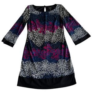 Laundry by Shelli Segal 3/4 Sleeve Printed Multicolor Dress Women's Size Small